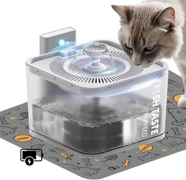 Rechargeable Cat Water Fountain - Pet Water Fountain with Motion Sensor,