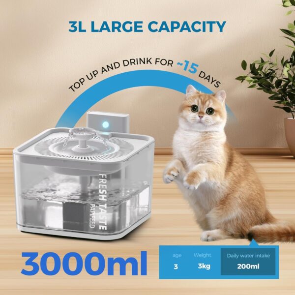 Rechargeable Cat Water Fountain - Pet Water Fountain with Motion Sensor, - Image 2