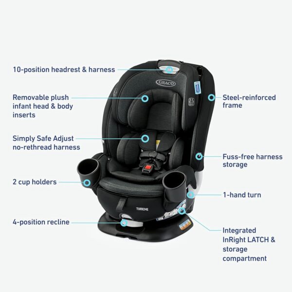 Graco Turn2Me 3-in-1 Convertible Car Seat, Rotating Seat feature, with Rear-Facing, - Image 3