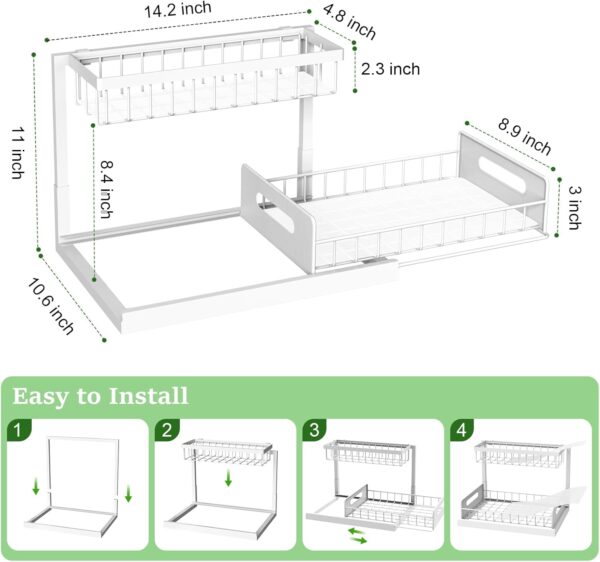 REALINN Under Sink Organizer, Pull Out Cabinet Organizer 2 Tier Slide Out Sink Shelf Cabinet Storage Shelves, - Image 2