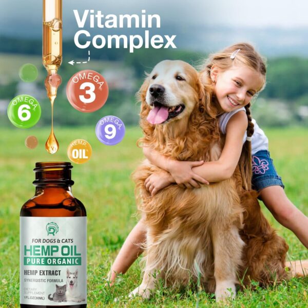 2 Pack Hemp Oil for Dogs and Cats - Anxiety Stress Sleep Allergies Arthritis Seizures Pain Relief - Promotes Skin Hip Joint Health - Calming Drops for Aggressive Pets - Image 2