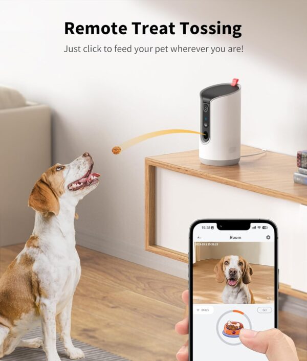 2K Pet Camera Treat Dispenser, 360°View Dog Camera with Phone App, 5G&2.4G WiFi 2-Way - Image 2