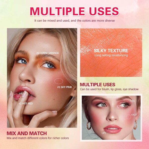 Multi-Use Makeup Blush Stick,Beauty Solid Moisturizer - Image 3