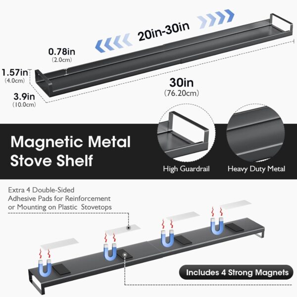 Bumusty 4X Strong Magnetic Shelf for Stove Top, 30" Adjustable Stove - Image 4