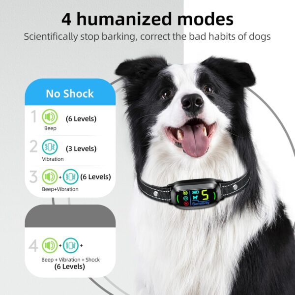 Dog Bark Collar, Rechargeable Smart Collar, Anti Barking Training Collar with 5 Adjustable Sensitivity Beep Vibration, Bark Collar for Large Medium Small Dogs (Black) - Image 3