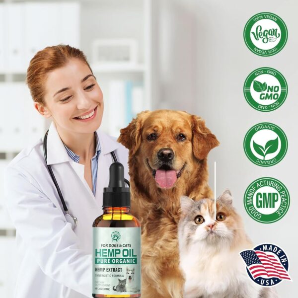 2 Pack Hemp Oil for Dogs and Cats - Anxiety Stress Sleep Allergies Arthritis Seizures Pain Relief - Promotes Skin Hip Joint Health - Calming Drops for Aggressive Pets - Image 4