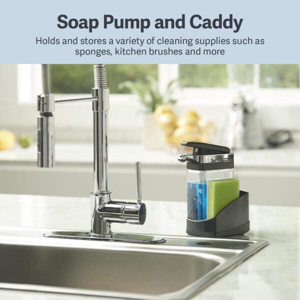 Casabella Sink Sider Solo Kitchen Soap Pump and Sponge Caddy, - Image 3