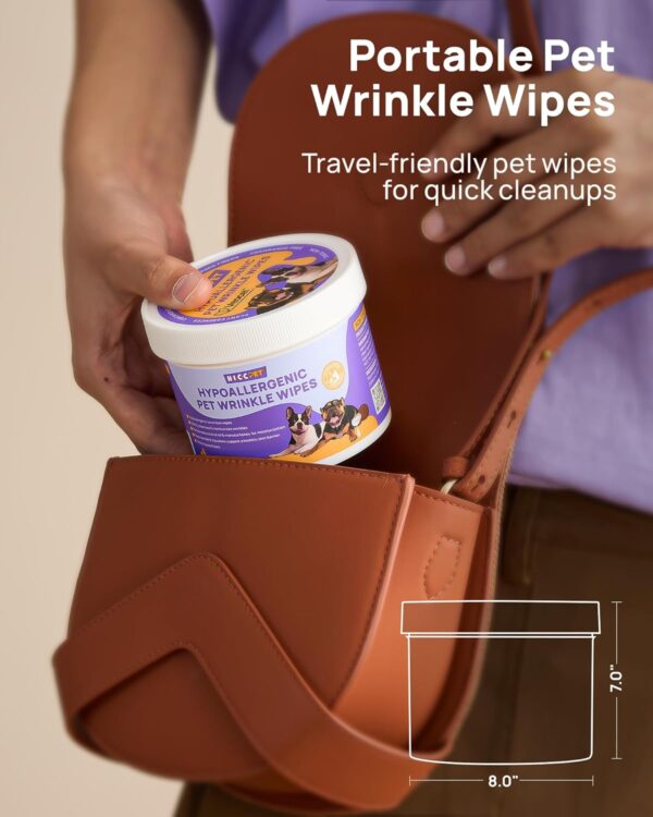 HICC PET Wrinkle Wipes for Dog & Cat, Cleaning Deodorizing & Soothing for Infection - Image 2