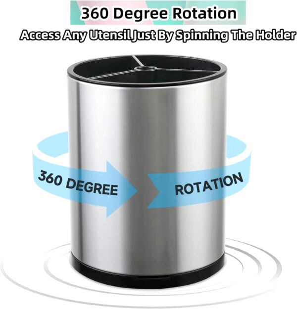 Kitchen Utensil Holder Extra Large 360°Rotating For Counter Organizer - Image 2