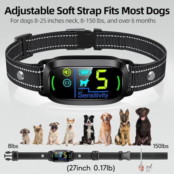 Dog Bark Collar, Rechargeable Smart Collar, Anti Barking Training Collar with 5 Adjustable Sensitivity Beep Vibration, Bark Collar for Large Medium Small Dogs (Black) - Image 5