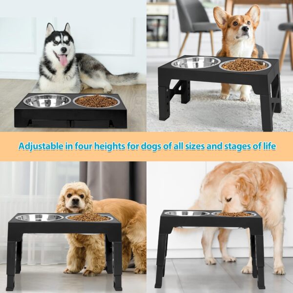 Niubya Elevated Dog Bowls with 2 Stainless Steel Dog Food Bowls, - Image 2