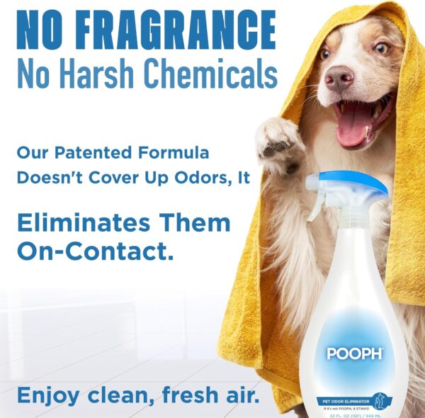 POOPH® Pet Odor Eliminator Spray - Patented NO Fragrance NO Harsh Chemicals - Image 2