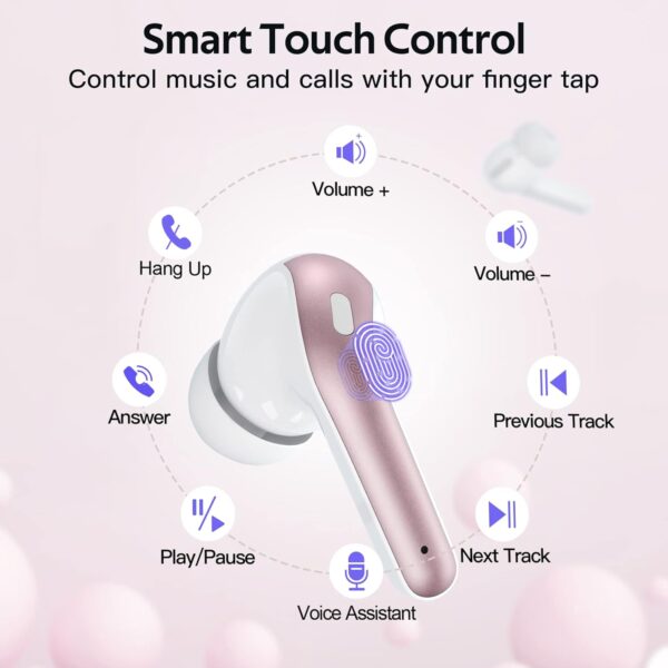 TAGRY Bluetooth Headphones True Wireless Earbuds 60H Playback LED Power Display Earphones with Wireless Charging Case IPX5 Waterproof in-Ear Ear buds with Mic for TV Smart Phone Laptop Computer Sports - Image 3