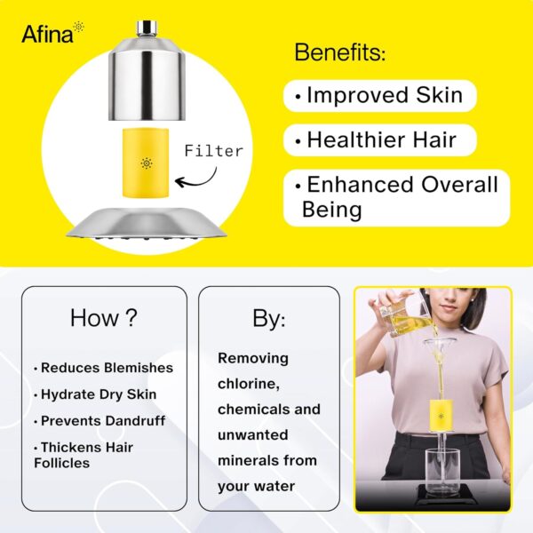 Afina Filtered Shower Head | High Pressure Shower - Reduces Dry Itchy Skin, Dandruff, Eczema, & Dramatically Improves Condition of your Skin, Hair & Nails (Nickel) - Image 3